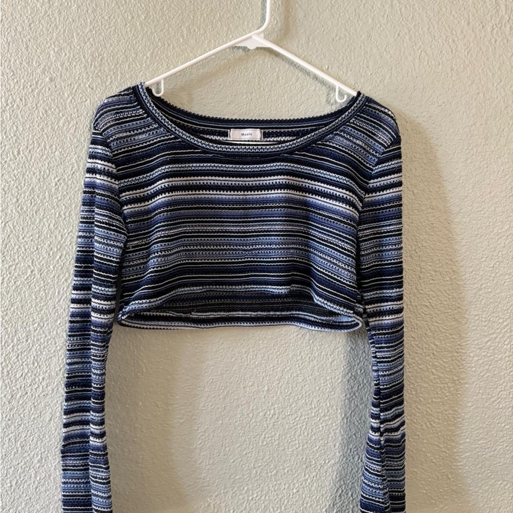 Striped Navy Blue Crop Top/Bolero